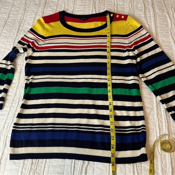 TALBOTS Nautical Striped Sweater Blouse Top Multicolored Long Sleeve SZ L - Picture 8 of 12